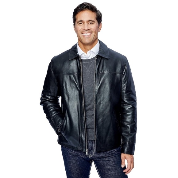 EXCELLED • Men’s Black Leather Motorcycle Biker Jacket - Picture 7 of 9